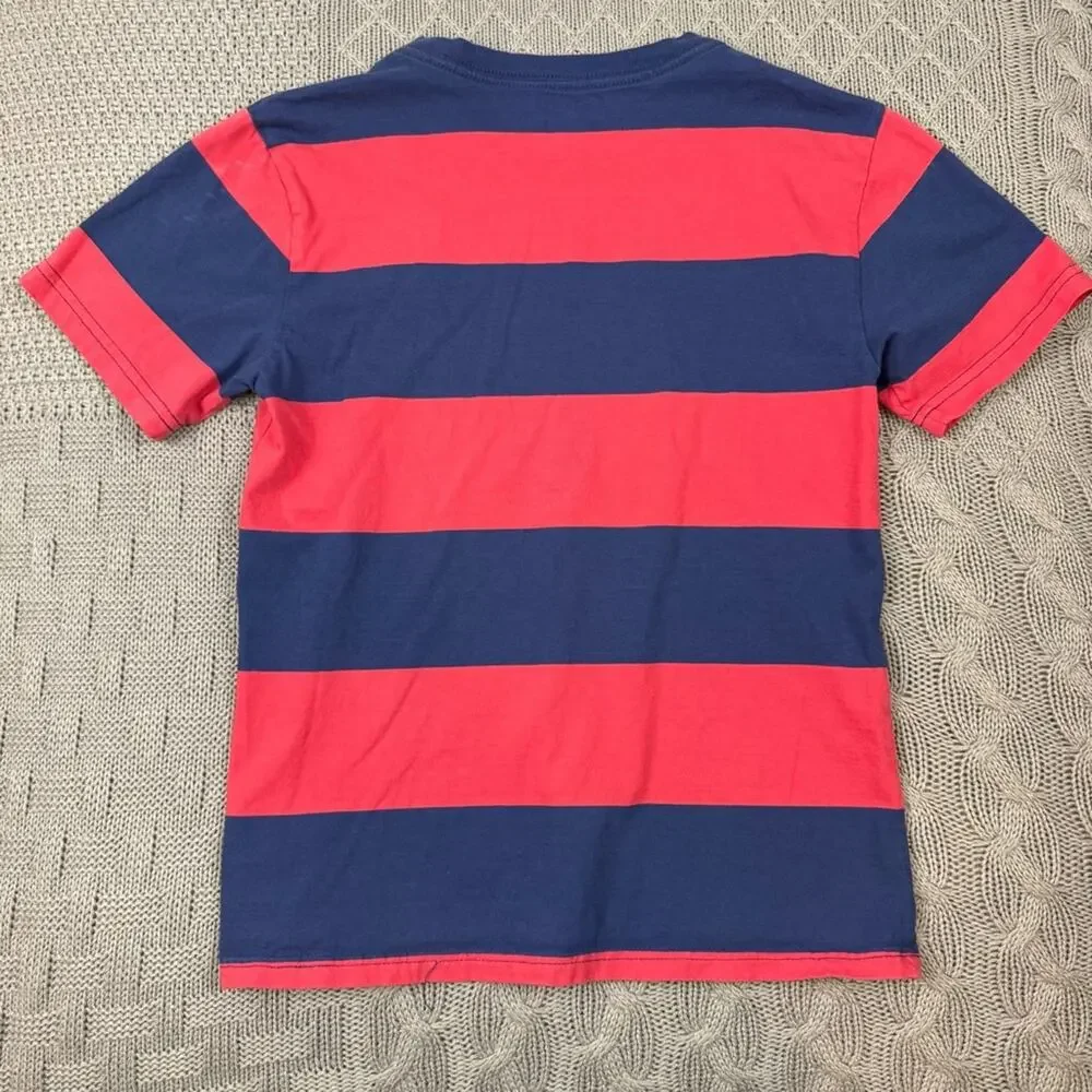 Polo by Ralph Lauren Boys Youth Red & Blue Color Block Striped Tee - 8